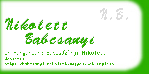 nikolett babcsanyi business card